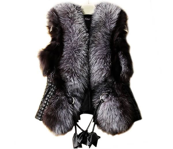 Custom Women Genuine Fur Waistcoat Whole Skin Real Fox Fur V
